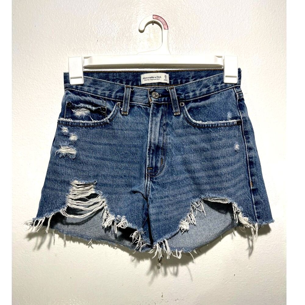 Abercrombie & Fitch cut off denim short mid rise boyfriend comfy summer women 25